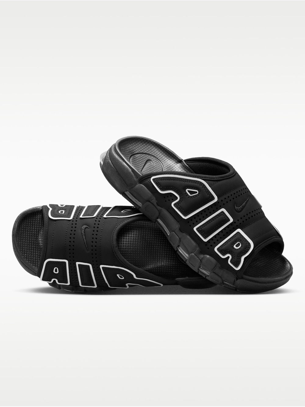 Nike Uptempo Black Slide Sandals with White AIR Trim